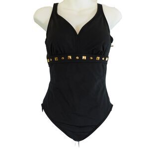 INC International Concepts Swim Suit One Piece Black Size 12 Swimwear Beach EUC!